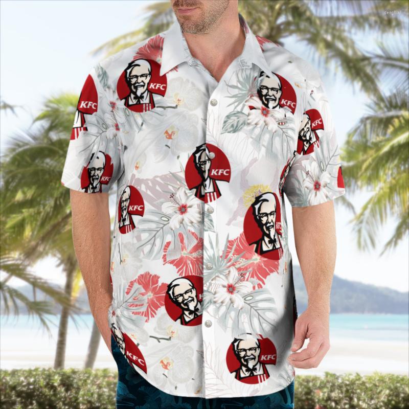

Men's Casual Shirts Hawaiian Men 3D Printed Shirt Kentucky Fried Chicken Grandparent Short Sleeved Oversized Summer Model In 2002
