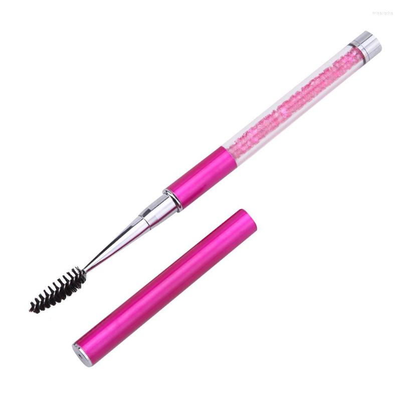 

Makeup Brushes Tool Reusable With Lid Rhinestone Handle Extension Spiral Wand Mascara Applicator Eyebrow Pen Eyelash Brush Portable