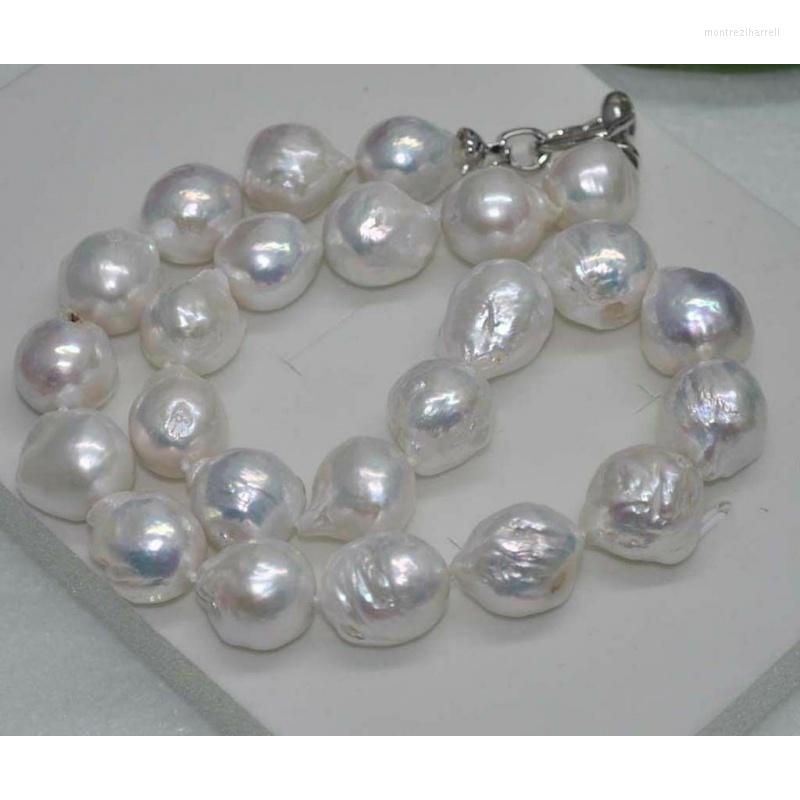 

Chains 13-15MM REAL HUGE SOUTH SEA WHITE BAROQUE PEARL NECKLACE 20''