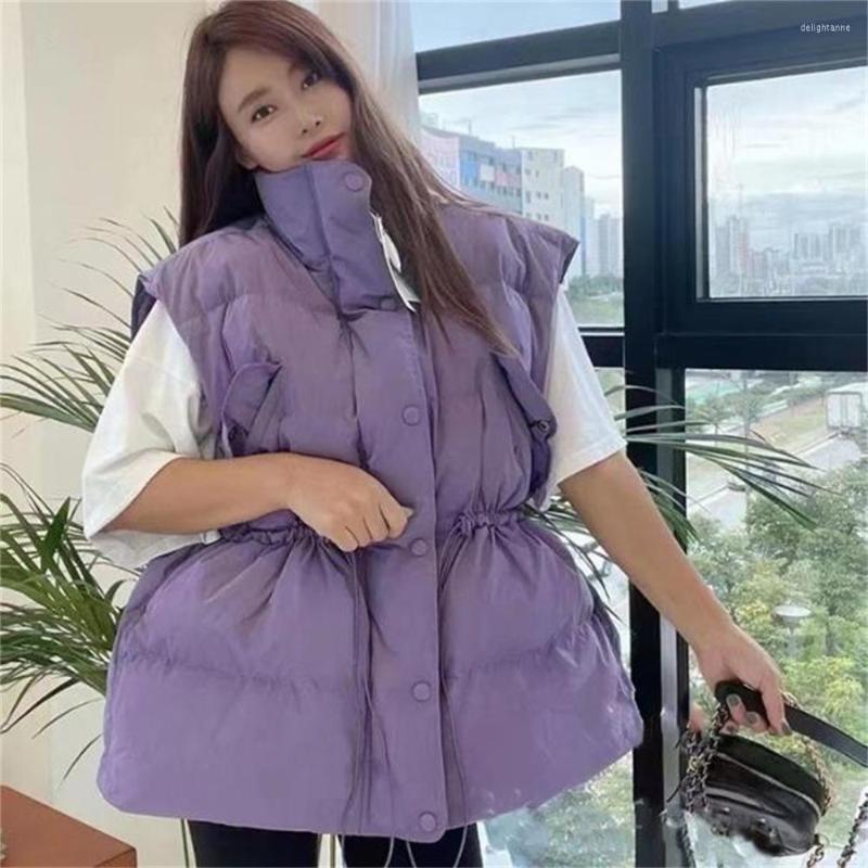 

Women's Vests Down Vest Women Winter Retro Drawstring Waist Warm Waistcoat White Duck Jacket, Black