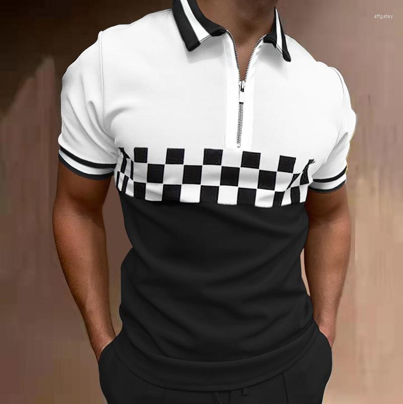 

Men's Polos Men Short Sleeve 2022 Summer Fashion Cotton Zipper Breathable Polo Shirt Casual Slim Fit Streetwear Tops, Pls-21