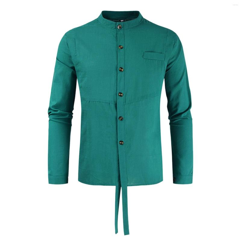 

Men's Casual Shirts Men's Stand-up Solid Regular-fit Collar Shirt Button Long-sleeved Color Men T Graphic, Beige