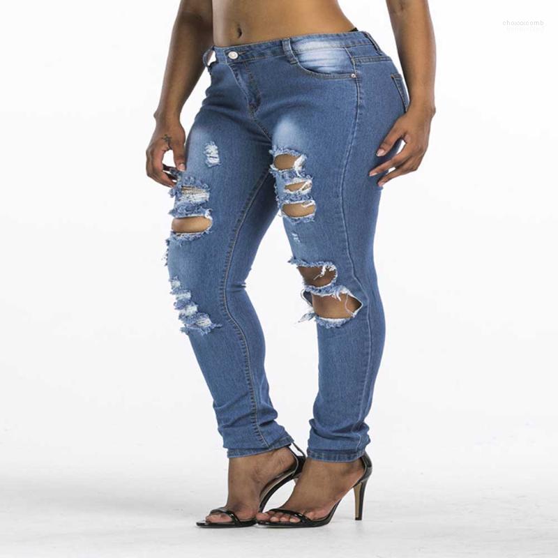 

Women' Jeans Women' Women Spring Autumn High Waist Cut Out Hole Ribbed Pencil Denim Pants Casual Female Cowboy Trousers WDC8508, Light blue