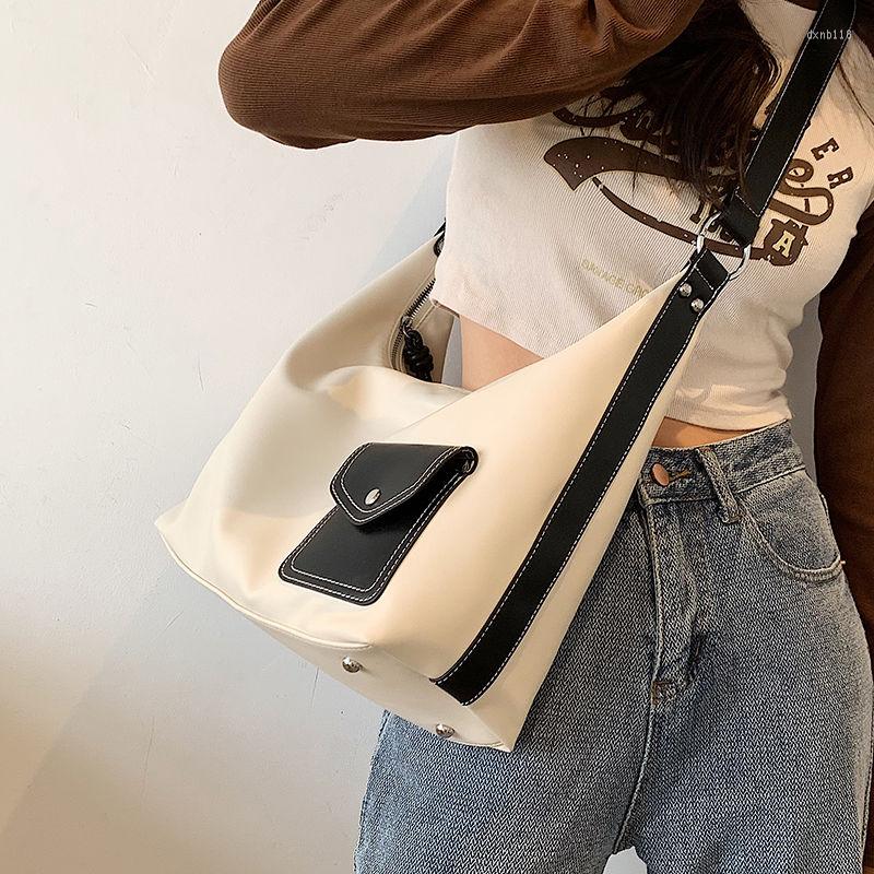 

Evening Bags 2022 Large Capacity Tote Bag Luxury Handbags For Women Designer Ladies Chic PU Leather Stylish Shoulder E383, White