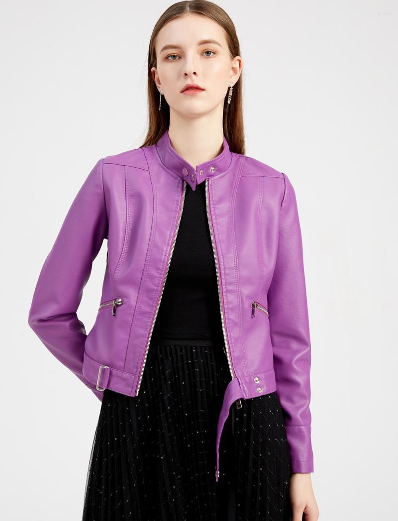 

Women' Leather Fashion PU Jackets Women Tops Spring Autumn Thin Short Coats Long Sleeve Casual Faux Outerwear TD02, No5