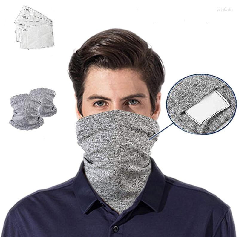 

Bandanas 2Pcs Cycling Hiking Camping Hunting Running Neck Tube Scarf Bandana Bike Motorcycle Face Mask With Filter