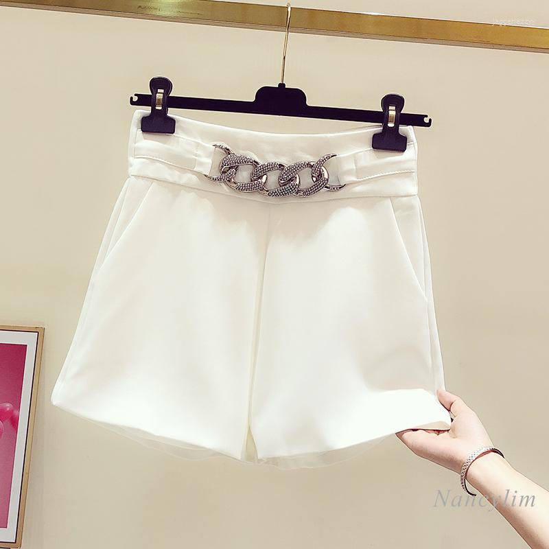 

Women' Shorts Rhinestone Metal Chain Woman Casual Suit Trousers Ladies 2022 Summer High Waist Slimming All-Matching Short Femme, Black