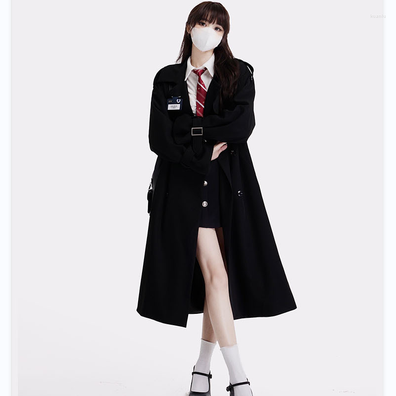 

Women' Trench Coats Women' Windbreaker Jacket 2022 Winter Long Section Senior British Wind Black Warm Fashion