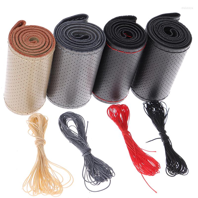 

Steering Wheel Covers 1 Set Car Braid Cover PU Artificial Leather Suite With Needles And Thread Auto Accessories