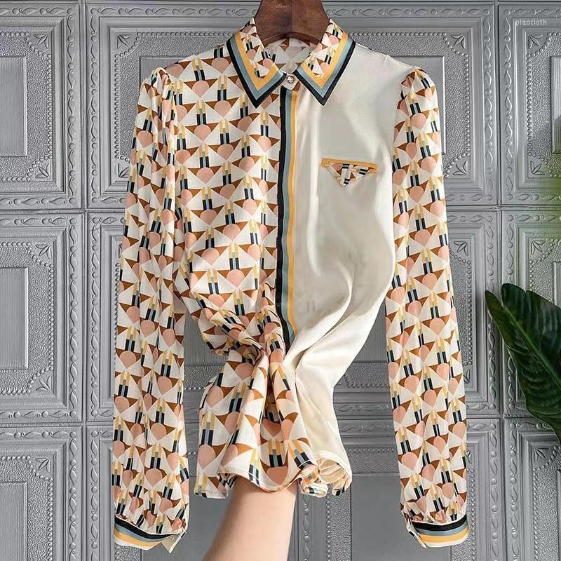 

Women' Blouses Vintage Fashion Art Floral Lapel Long Sleeve Shirts Women Tops Camisas Autumn Spring, Pic