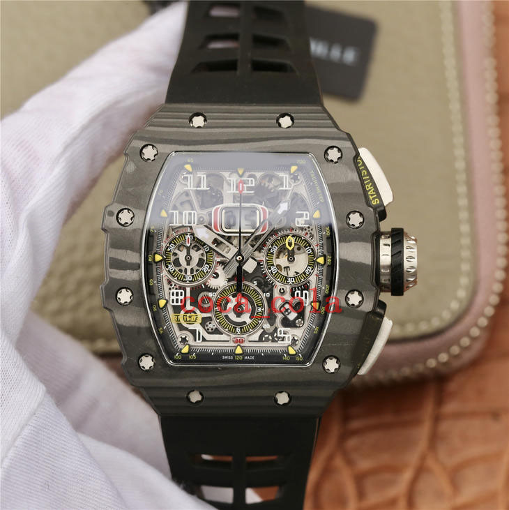 

TOPQuality Watches 50mm x 40mm RM11-03 Skeleton Flyback 18k Rose Gold Rubber Bands Transparent Mechanical Automatic Mens Watch Men's Wristwatches k913