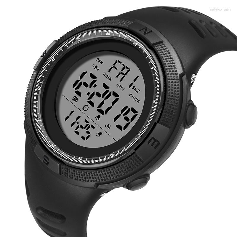 

Wristwatches Relogio Masculino 2022 Mens Sports Electronic Watch LED Digital Outdoor Waterproof Watches Alarm Men Wrist For Man Boys, Gold