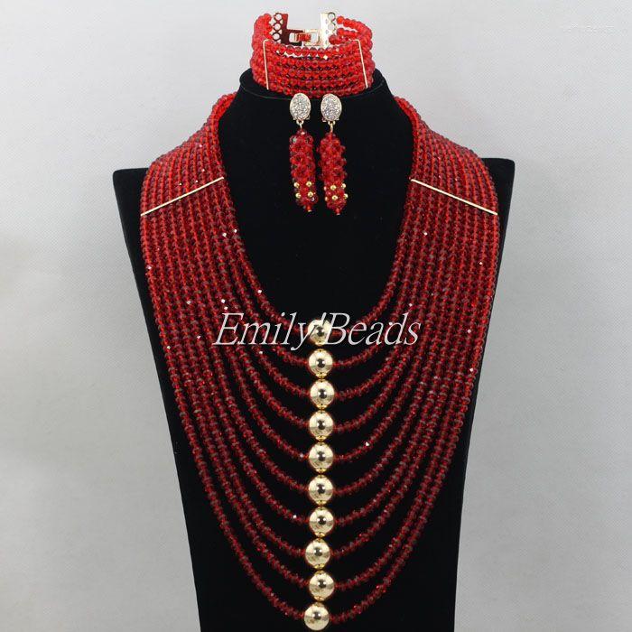 

Necklace Earrings Set 2022 Fabulous African Costume Jewelry Crystal Beads Nigerian Wedding AMJ680, Picture shown