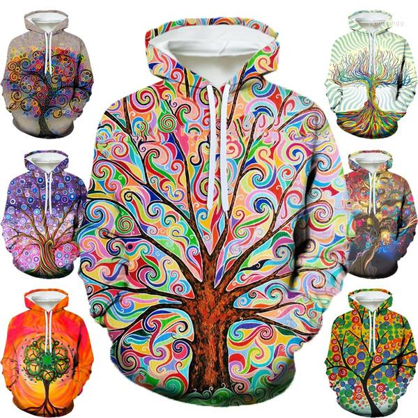 

Men's Hoodies Autumn Fashion Creative Tree 3D Printing Fun Hoodie Art Casual Street Men's And Women's Sports Sweater, Gray
