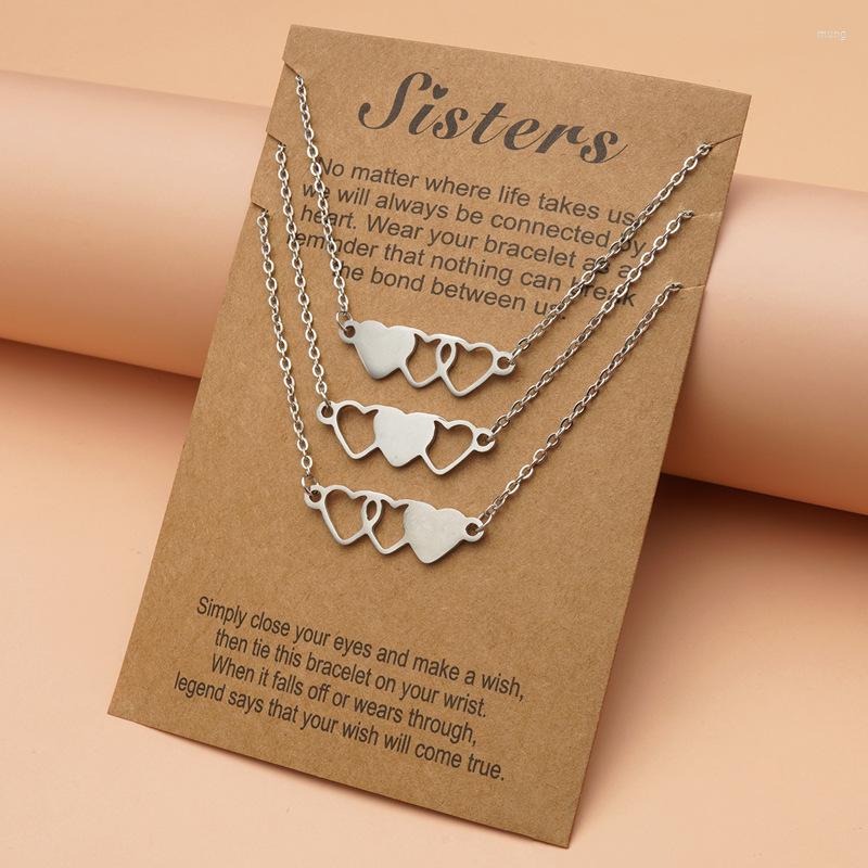 

Choker Friends Necklace Fashion Stainless Steel Heart-shaped 3pcs/set With Gift Card