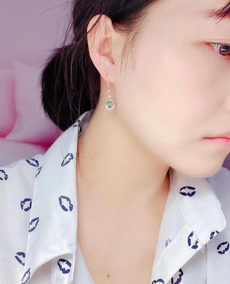 

Stud Earrings The Engagement Gift Real Natural Green Emerald Gem For Beauty Silver Jewelry Birthday Party Earring