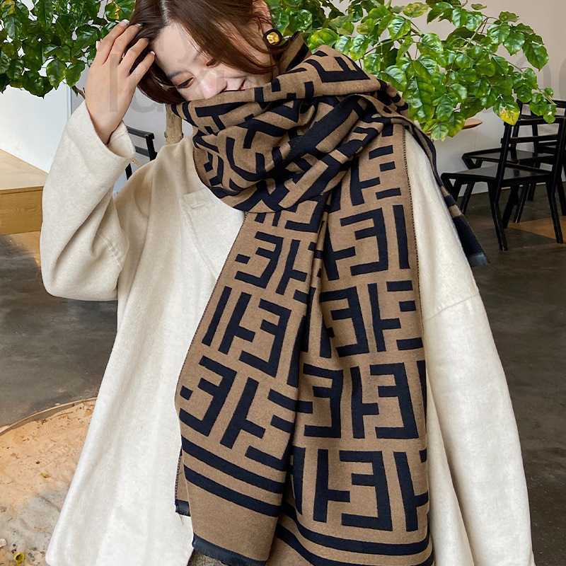 

Scarves designer Autumn and winter F letter thickened imitation cashmere scarf women's Korean version East Gate versatile long shawl 9LRL
