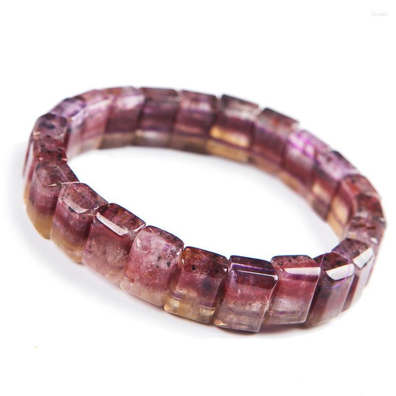 

Strand Genuine Purple Red Auralite 23 Cacoxenite Crystal Women Rectangle Bead Stretch Bracelets