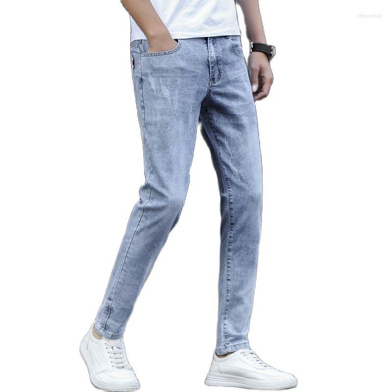 

Men's Pants Spring Autumn 2022 Gray Denim Jeans Men's Trendy Brand Slim Feet Korean All-match Casual Cowboy Teenagers Pencil Man, Black