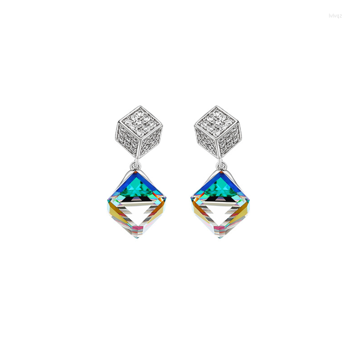

Stud Earrings Crystal Stone Square Design Earring Studs Color Elegant Fashion Women Jewelry Girl Gifts SHR002
