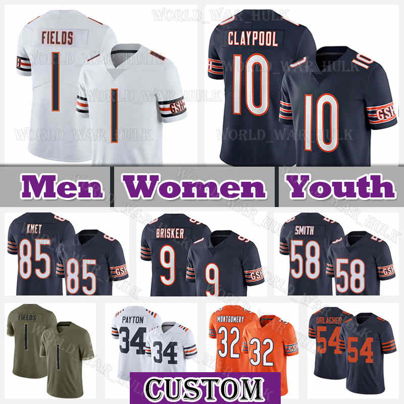 

1 Justin Fields Jersey 10 Chase Claypool Football David Montgomery Chicagos Bears Dick Butkus Darnell Mooney 9 Jaquan Brisker Cole Kmet Eddie Jackson Jaylon Johnson, Custom new women(x d)