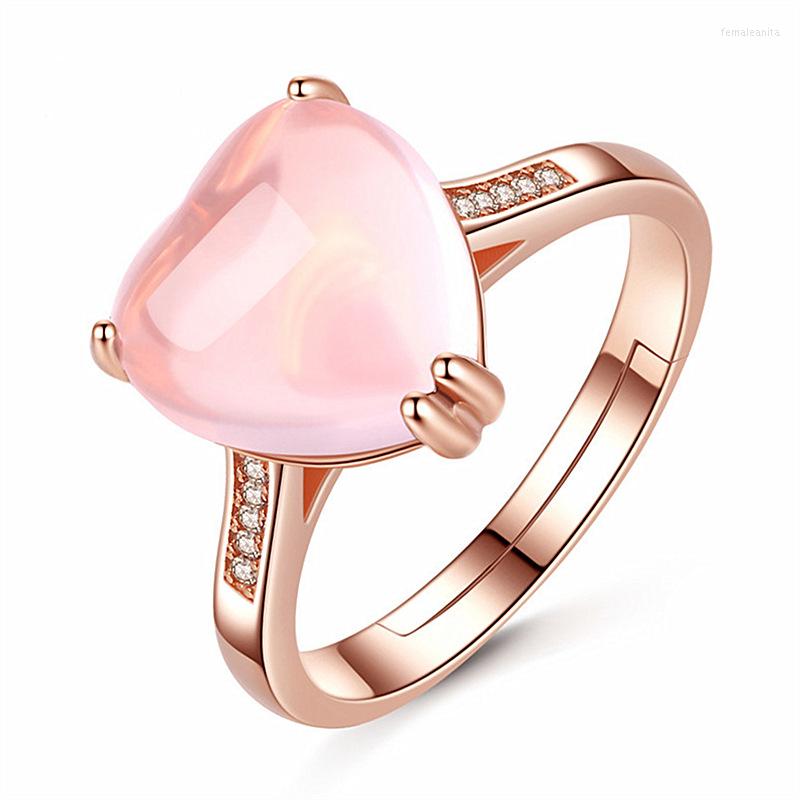 

Cluster Rings Trendy 925 Silver Jewelry Heart Shape Zircon Gemstone Open Finger Ring For Women Wedding Party Promise Ornaments Wholesale