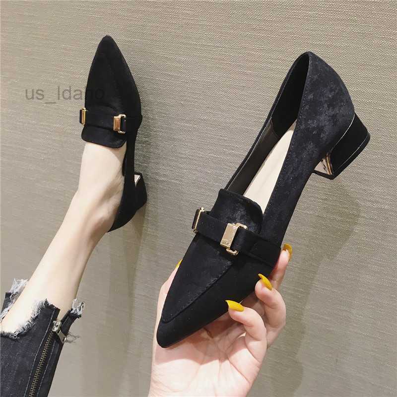 

Dress Shoes Women Low Heel Shoes Office Lady Pumps Sexy Pointed Toe Black Square Heeled Spring Autumn Loafers L2201104, Pink