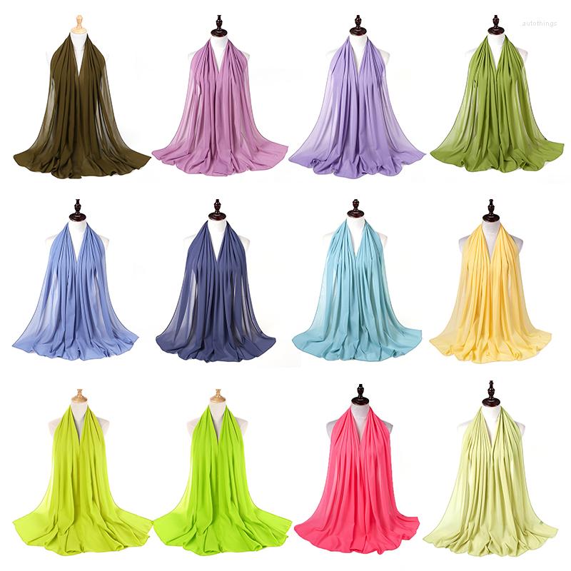 

Scarves 70 175cm Women High Quality Bubble Chiffon Muslim Hijab Lady Pure Color Wrap Head Scarf Shawl For Beach Gift Wife Friends
