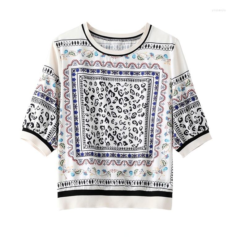 

Women's Blouses Printed Half Sleeve Shirts Top Women Summer Satin Loose Print Tops