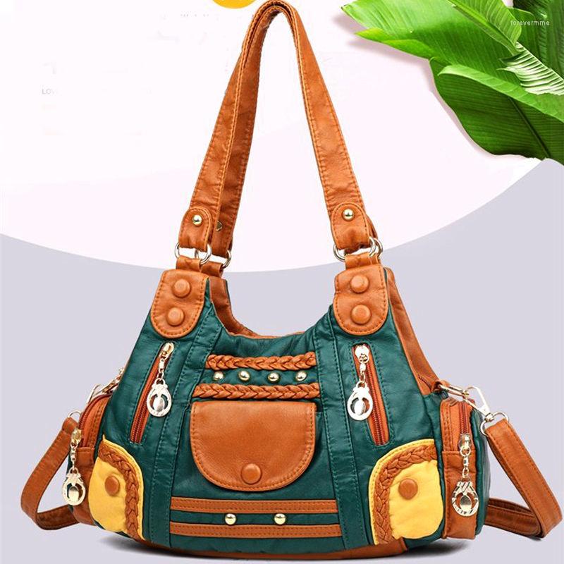 

Evening Bags Retro Leather Luxury Designer Handbags Women Vintage Shoulder Crossbody For 2022 Ladies Hand Totes Sac E316, Brown