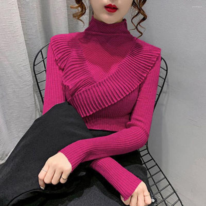 

Women' Sweaters Autumn Winter 2022 Women Knitted Pullover Turtleneck Long Sleeve Slim Elastic Ladies Knitwear Clothing, Green