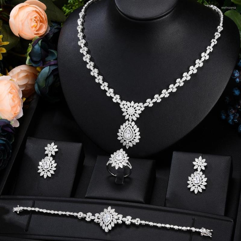 

Necklace Earrings Set GODKI Luxury Waterdrop African For Women Wedding Cubic Zirconia Dubai Bridal Jewelry 2022 Party Gift, Picture shown