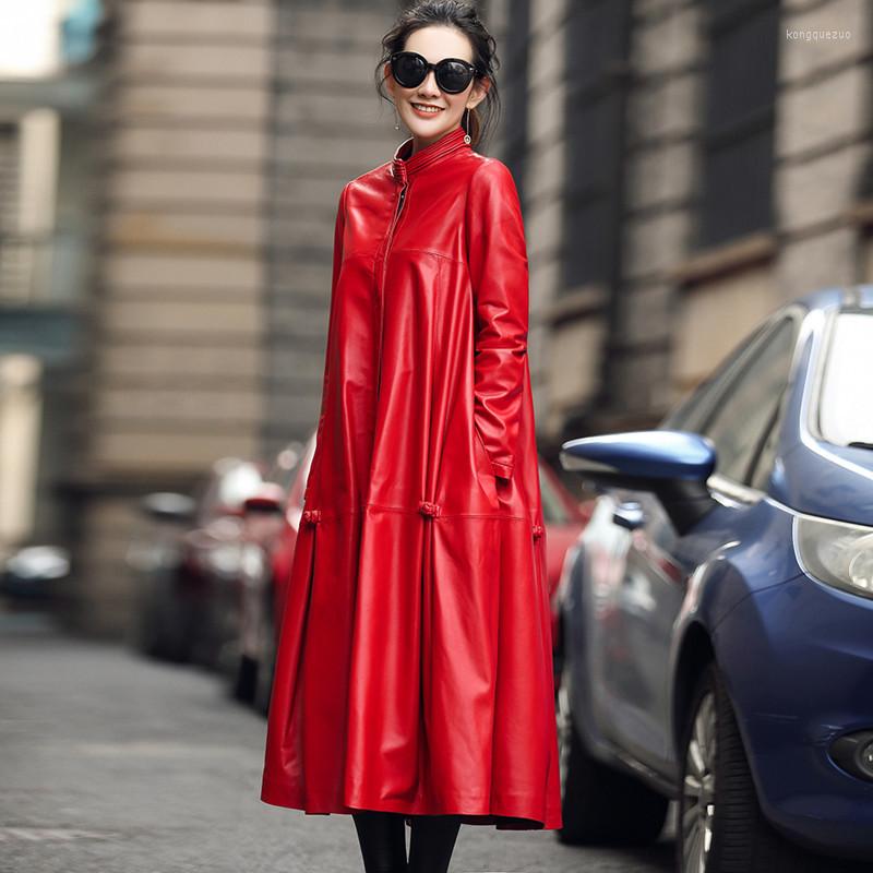 

Women' Leather Geniune Jackets Women Sheepskin Trench Coat Warm Thick Down Cotton Jaqueta Feminina AR17A17002 MF375, Black