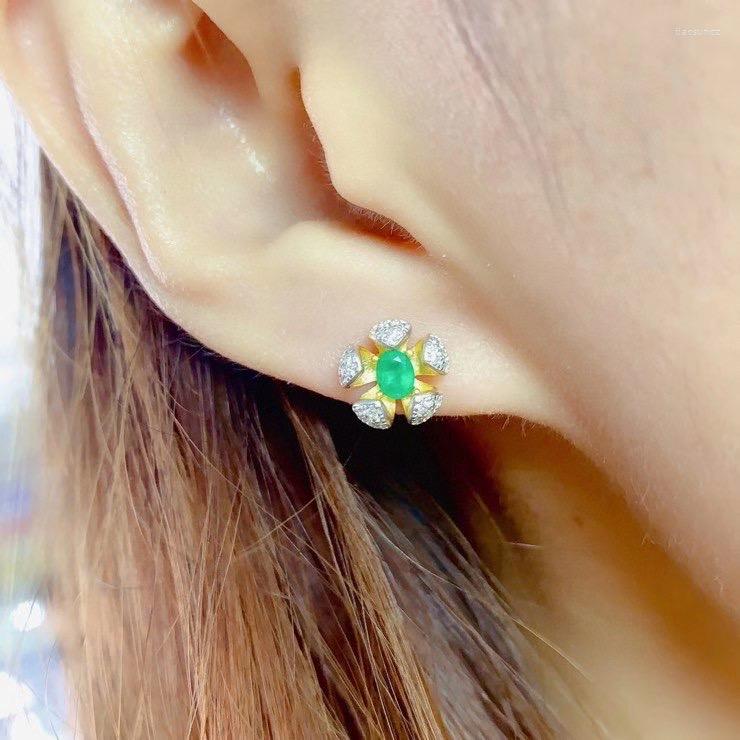 

Stud Earrings Natural And Real Emerald Earring 925 Sterling Silver Fashion For Women Engagement Jewelry Wholesale