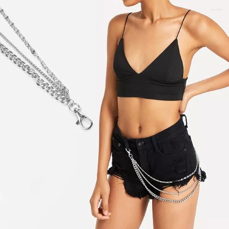 

Belts Pants Chain Women Multi Layer Street Trouser Key Hip-hop Waist Chains, Silver