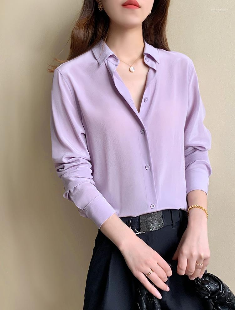 

Women's Blouses EQ Real Silk Women Long Sleeve Grey Violet, Toprevail