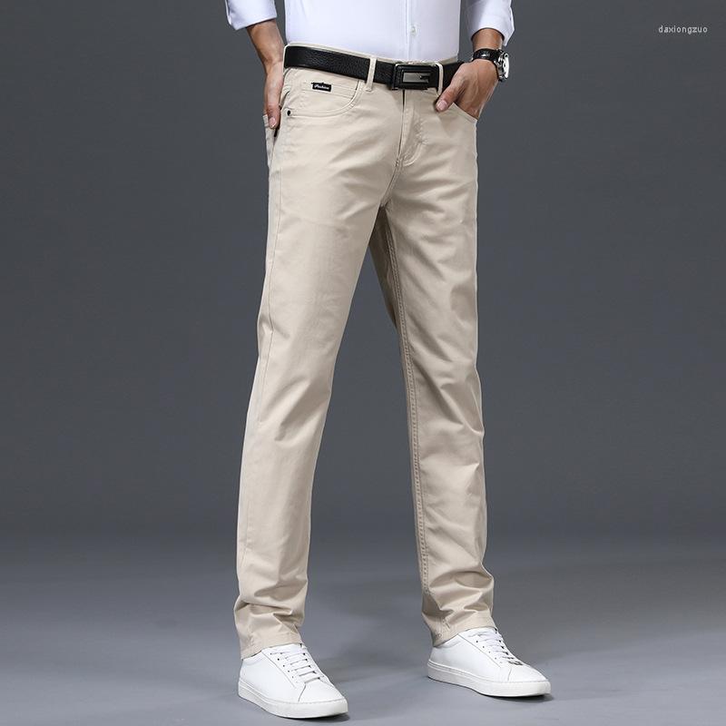 

Men's Pants 2022 Summer Men Cotton Formal Work Business White Khaki Fashion Slim Fit Thin Luxury Polka Dot Pattern Trousers Male 28-38, Gray