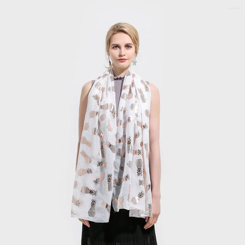 

Scarves Foil Pineapple Leaf Scarf Female Print Long Muslim Shawl