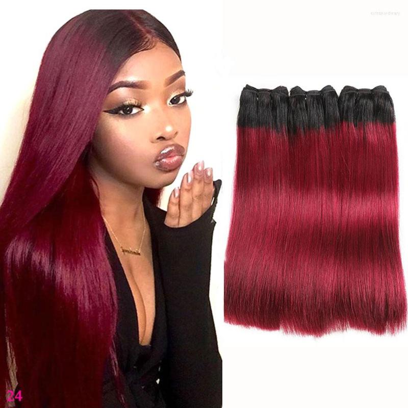 

Human Hair Bulks Ombre Bundles Burgundy Color 1b/99j 70% 30% Synthetic Offers 12-30 Inch Sew In Extension