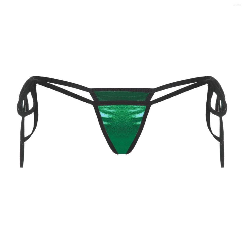 

Women's Panties Women's Swimming Swimwear Underwear Metallic Shiny Thong G-strings Lace-up Mini Micro Bikini Bottoms Low Rise T-back, Purple