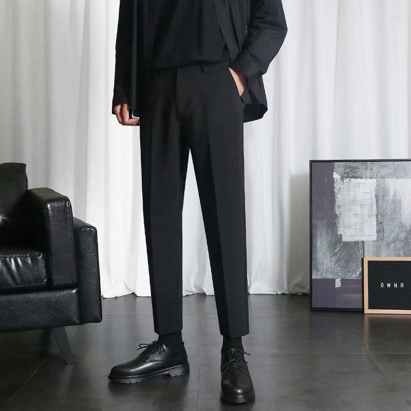 

Men's Pants Trousers Men's Drape Nine-point Korean Trend Slim Skinny Casual Autumn Straight Office Social Suit Younth Streetwear, Dark 96cm more