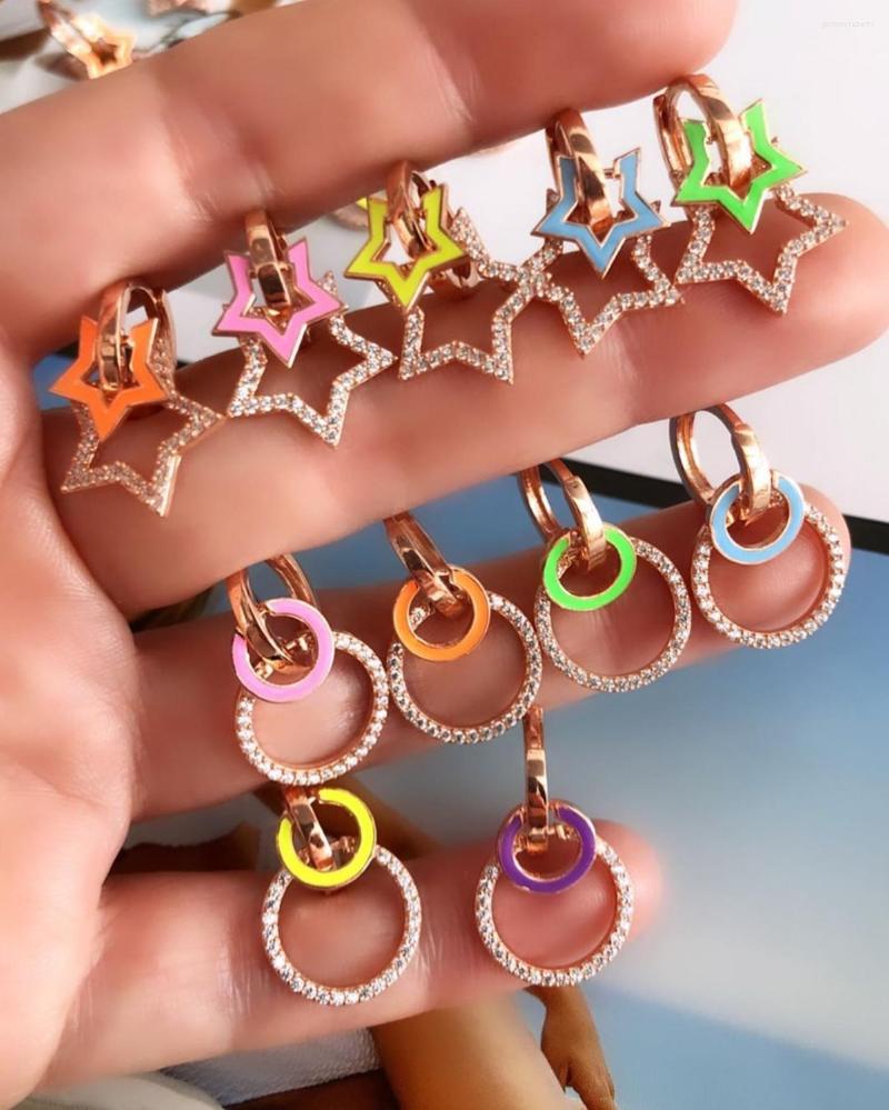 

Dangle Earrings 2022 Christmas Gift Design Fashion Jewelry Neon Enamel Colorful Star Double Charm Earring