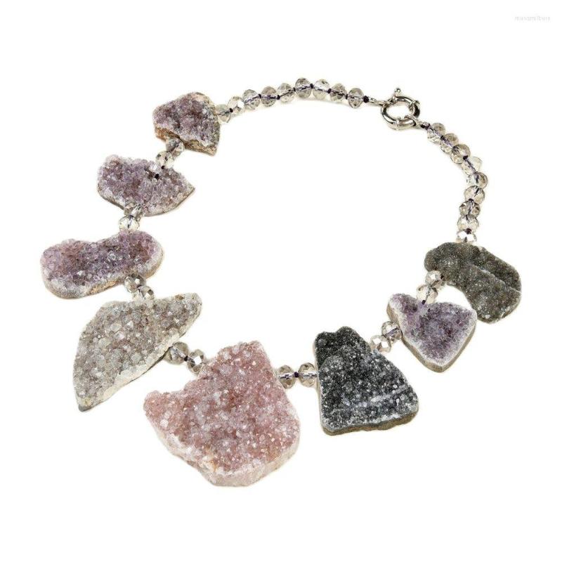 

Chains GuaiGuai Jewelry 18'' Natural 23x46MM Amethyst Quartz Agate Druzy Necklace