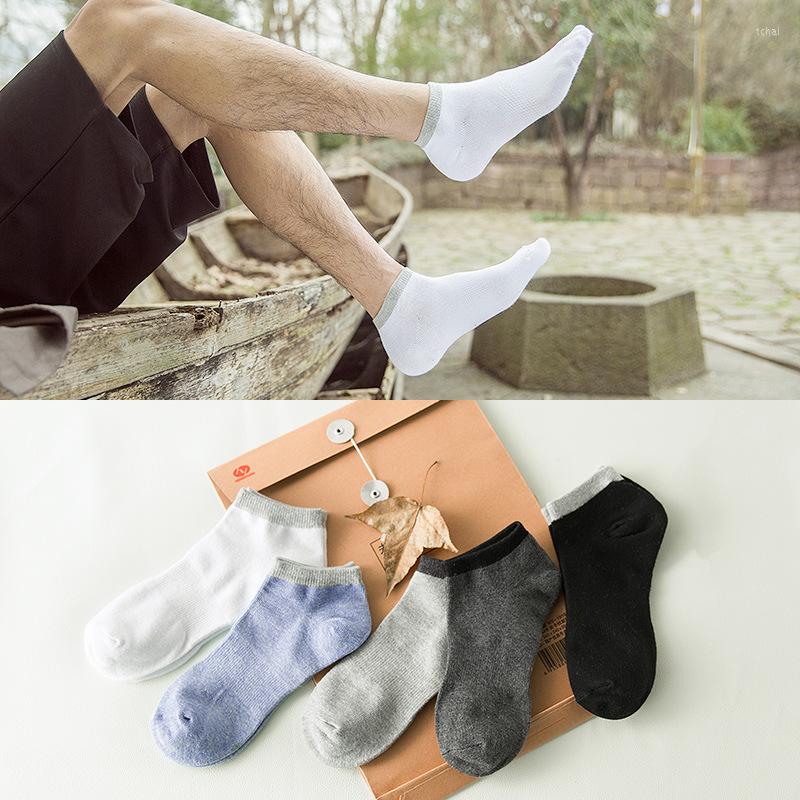 

Men's Socks 5 Pair Fashion Simple Knitting Cotton Sock Of Men Cozy Breathable Sport Casual Invisible Ankle The Size 39-42, Wz059-white