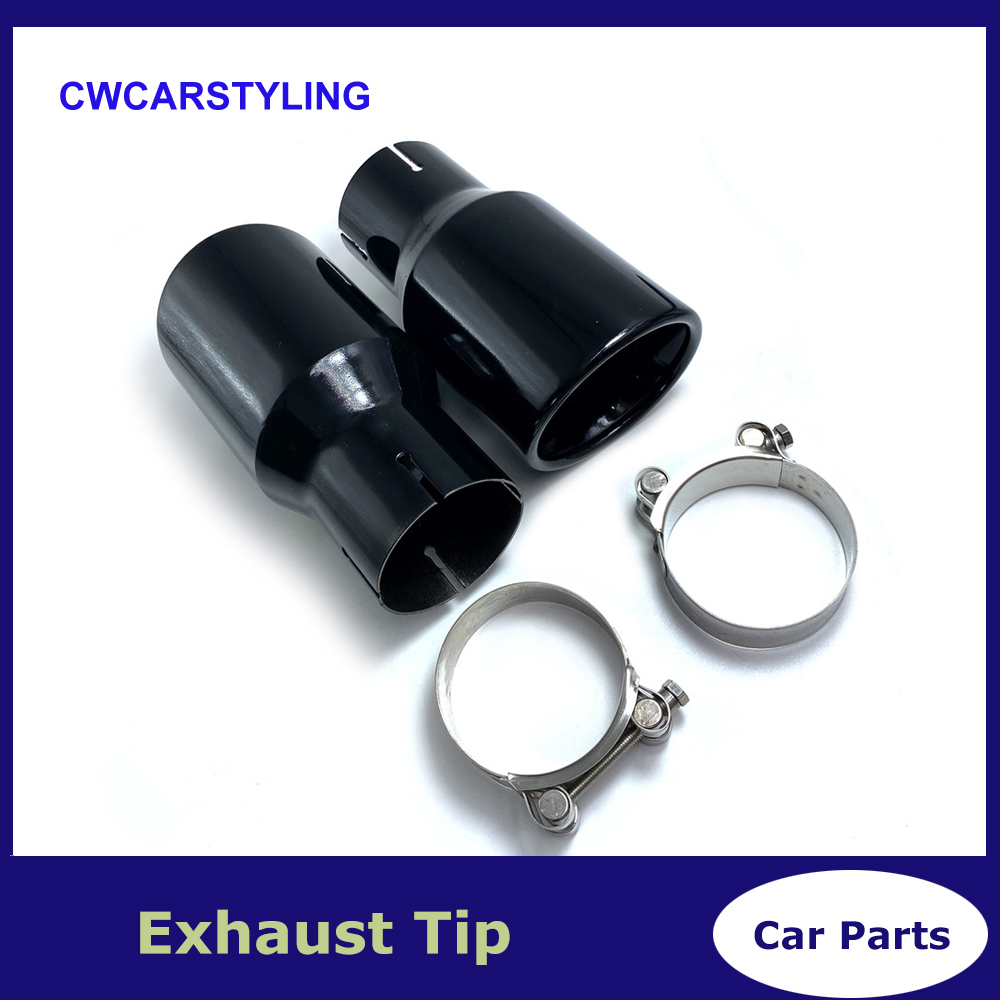 

Universal Muffler 2.5" Inlet Car Exhaust Tip Auto Tail Pipe Nozzle Stainless steel Bevel Full Baking paint Black