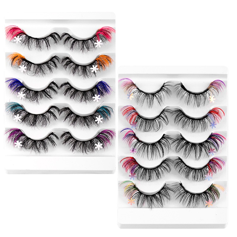 

Multilayer Thick Colorful False Eyelashes Naturally Soft and Delicate Messy Crisscross Hand Made Reusable Curly Mink Fake Lashes Extensions Eyes Makeup