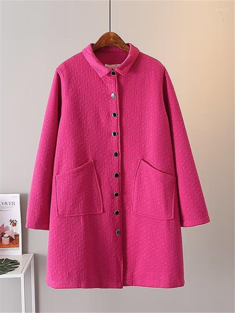 

Outerwear Plus Size Women Clothing In Spring And Autumn Wear Long Sleeve Stand-Up Collar Embossing Single Layer Thick Jacket 4XL, Black