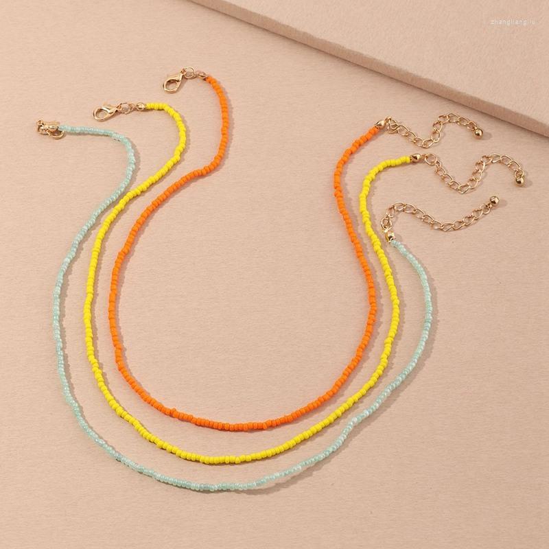 

Choker Boho Jewelry Colorful Seed Beads Necklace For Women Neck Chain Candy Color Necklaces Girls Party Gift