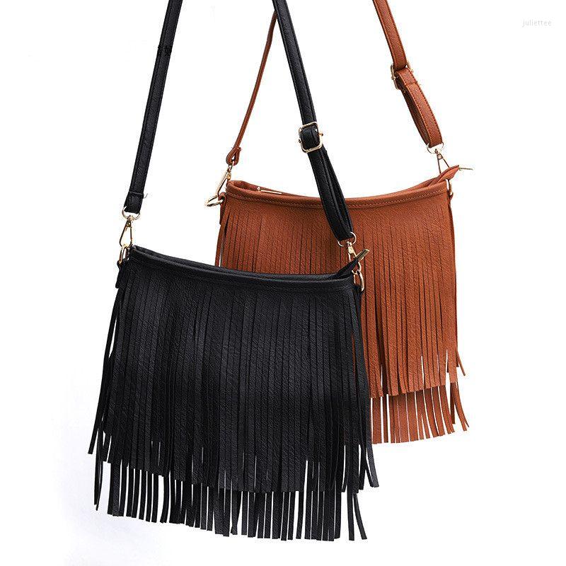 

Evening Bags Simple Soft Leather Crossbody For Women 2022 Luxury Handbags Large Capacity Tassel Shoulder Bag Girl Shopping Tote, Brown