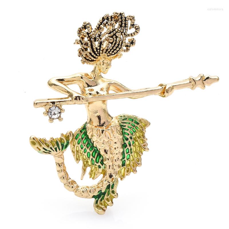 

Brooches Wuli&baby Enamel Mermaid For Women Unisex Vintage Fish Lady Party Casual Brooch Pin Gifts